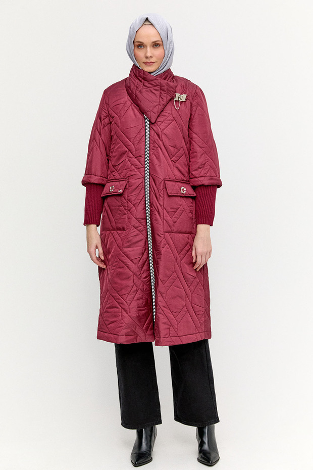 Mendil Yakalı Kapitone Kaban - 1