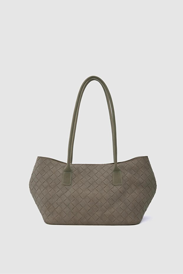 Veneta Suede Shopper Shoulder Bag Mink