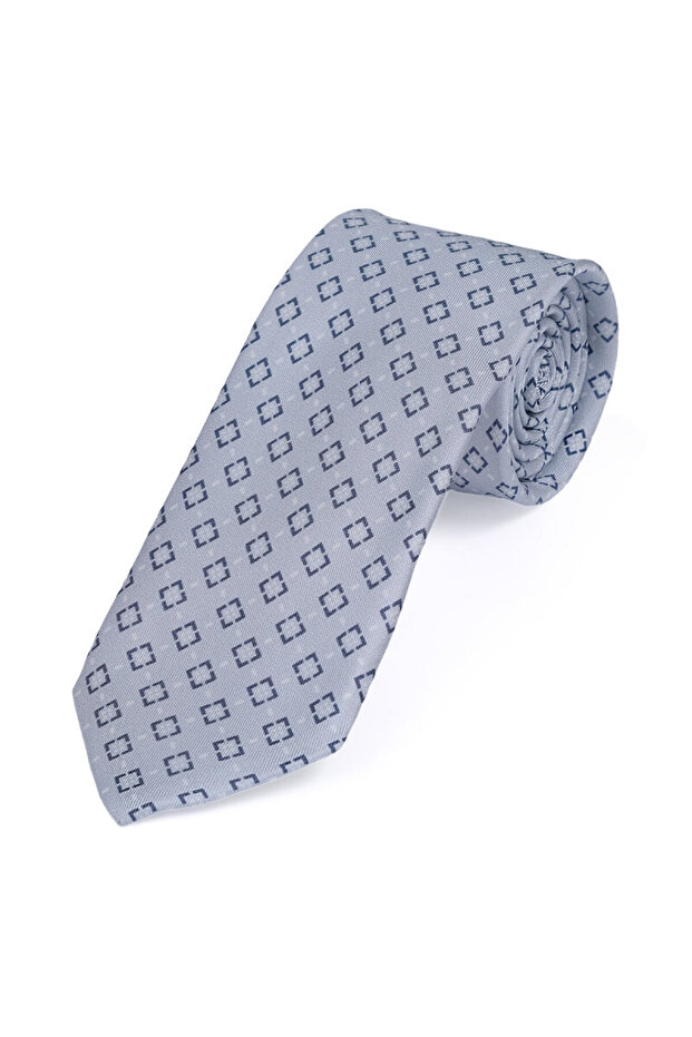 Gray Patterned Silk Tie Set - 3