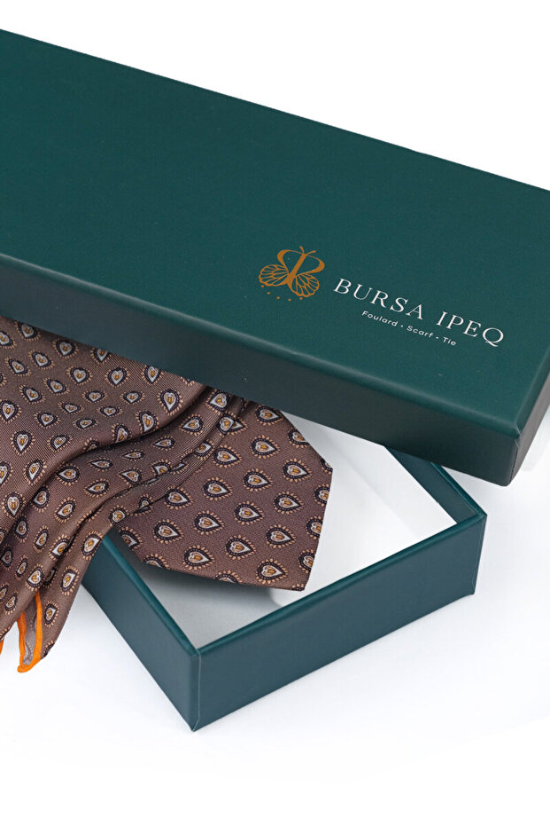 Brown Patterned Silk Tie Set - 4