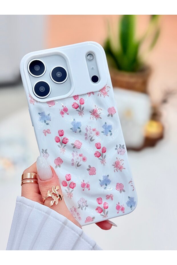 iPhone 17 Promax Compatible 3D Embossed Tulip Print Design Protective Flexible Silicone Case