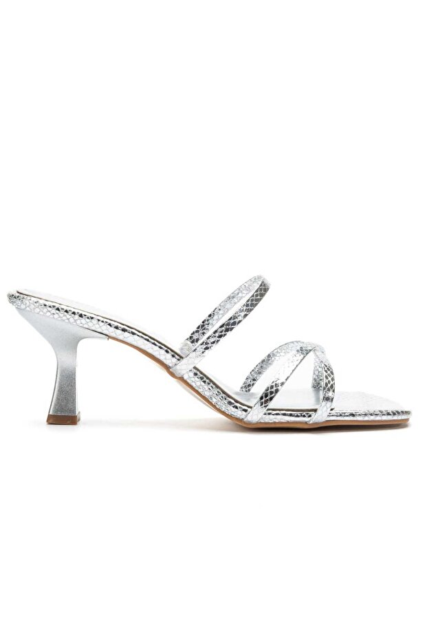 Larin Silver Short Heeled Women's Slippers