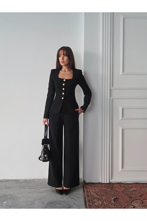 Jane Button Tailored Suit Siyah - 4