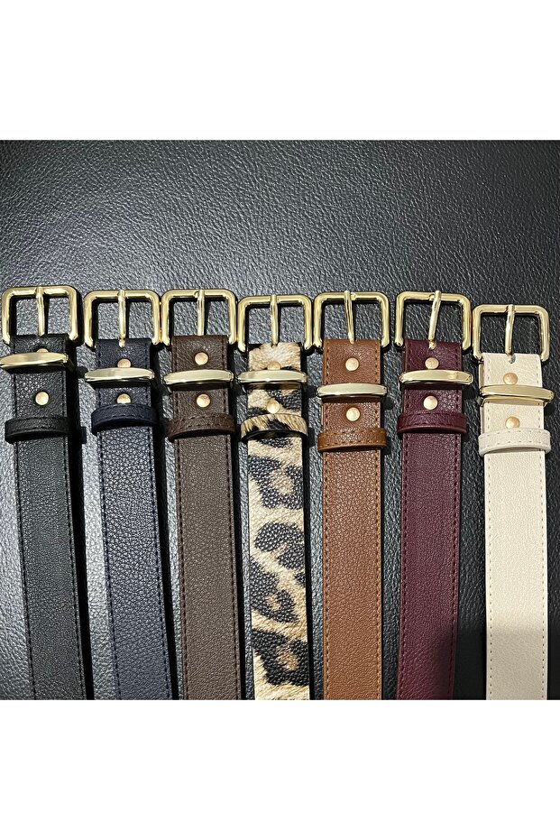 حزام بنمط الفهد مع إبزيم ذهبي مربع الشكل - 2