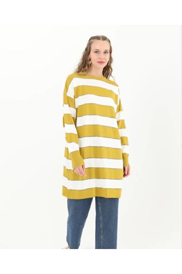 Çizgili Simli Triko tunik - 1
