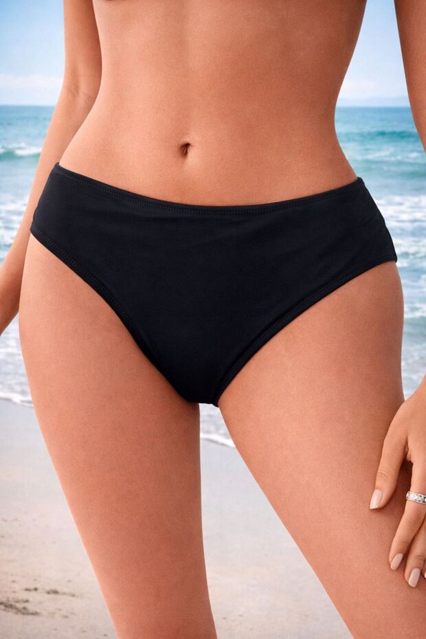 Siyah basic tek alt bikini - 1