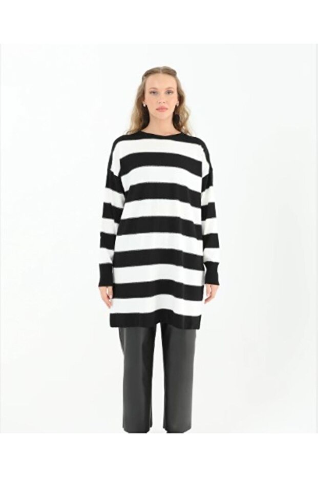 Çizgili Simli Triko tunik - 2
