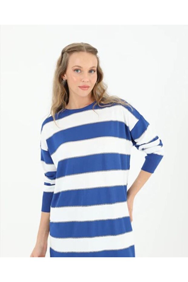 Çizgili Simli Triko tunik - 1