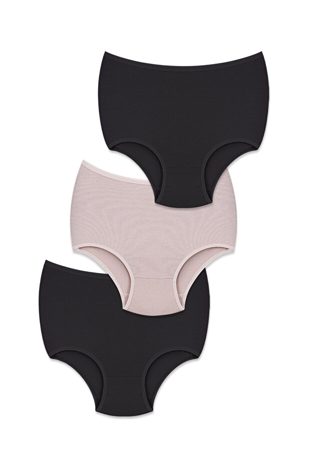 Women's Panties High Waist 3-Pack - Everyday Use, Cotton, Underwear Different Color Options