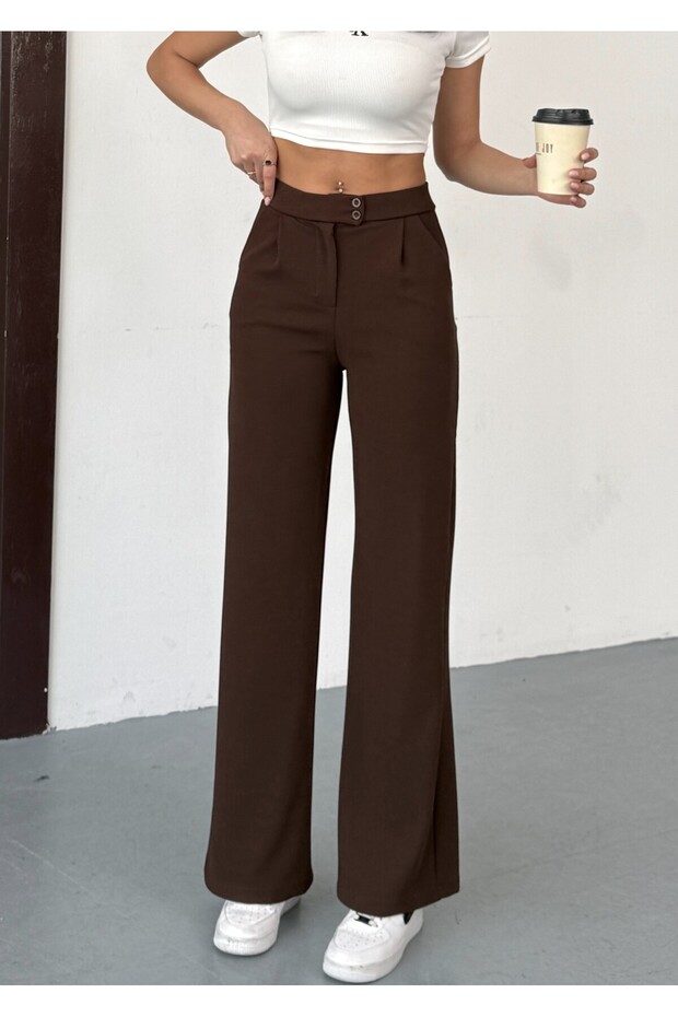 Women's Stretch Fabric Palazzo Loose Wide Leg Trousers