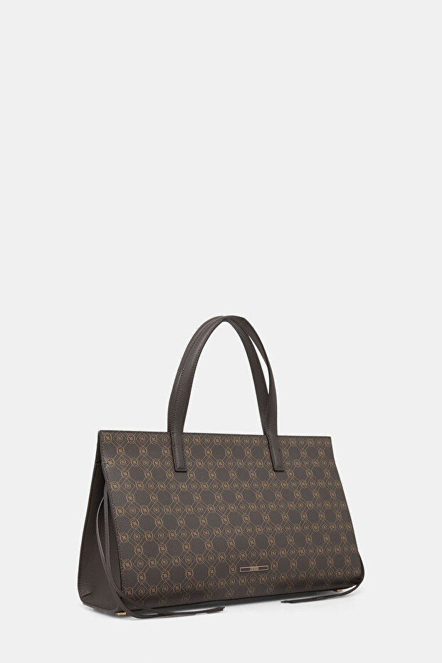 KAHVE MONOGRAM DERİ ÇANTA - 2