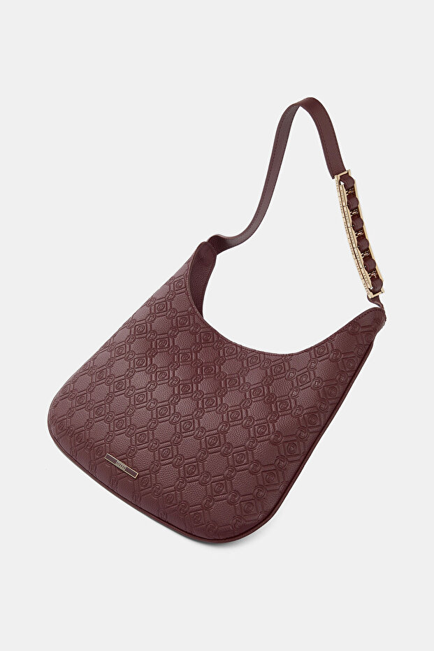 BORDO MONOGRAM DERİ ÇANTA - 4