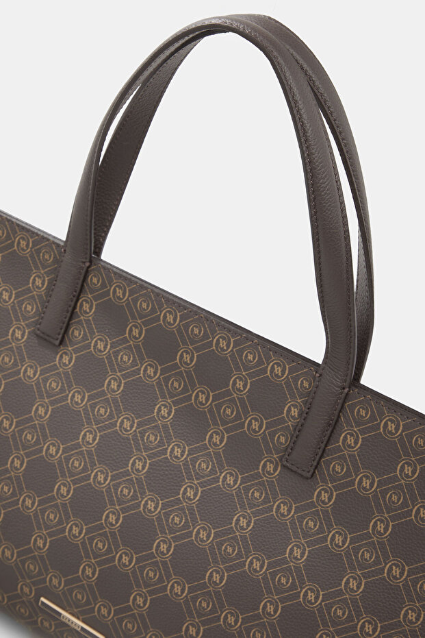 KAHVE MONOGRAM DERİ ÇANTA - 5