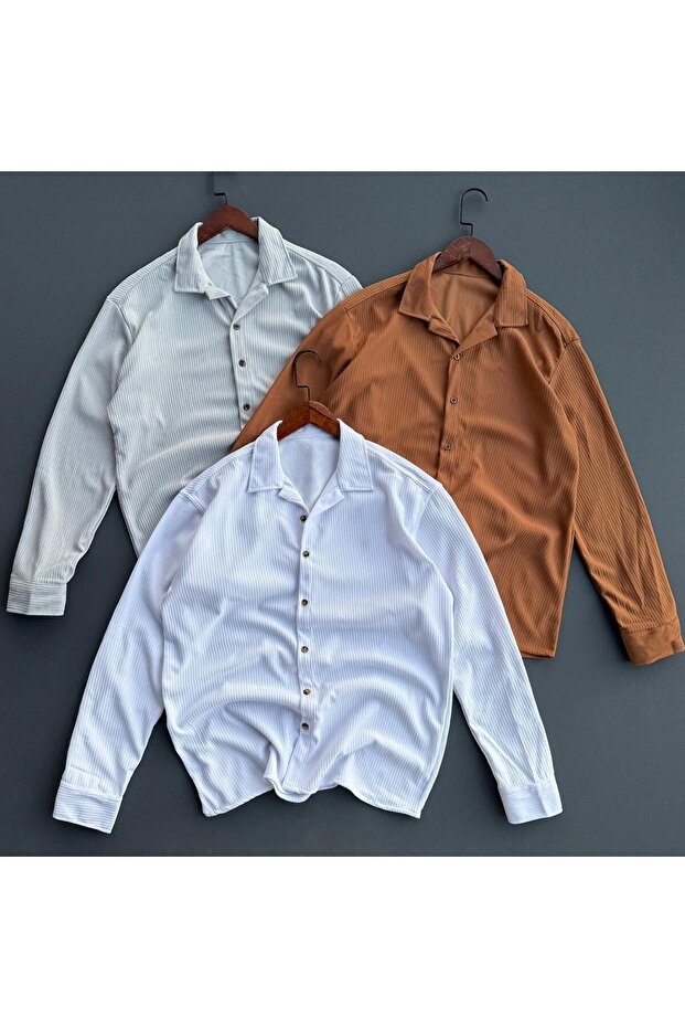 3 Pieces Corded Fabric Fabric Draped Shirt