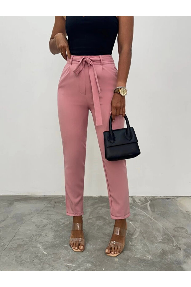بنطلون الكاحل المربوط -بودرة - 6