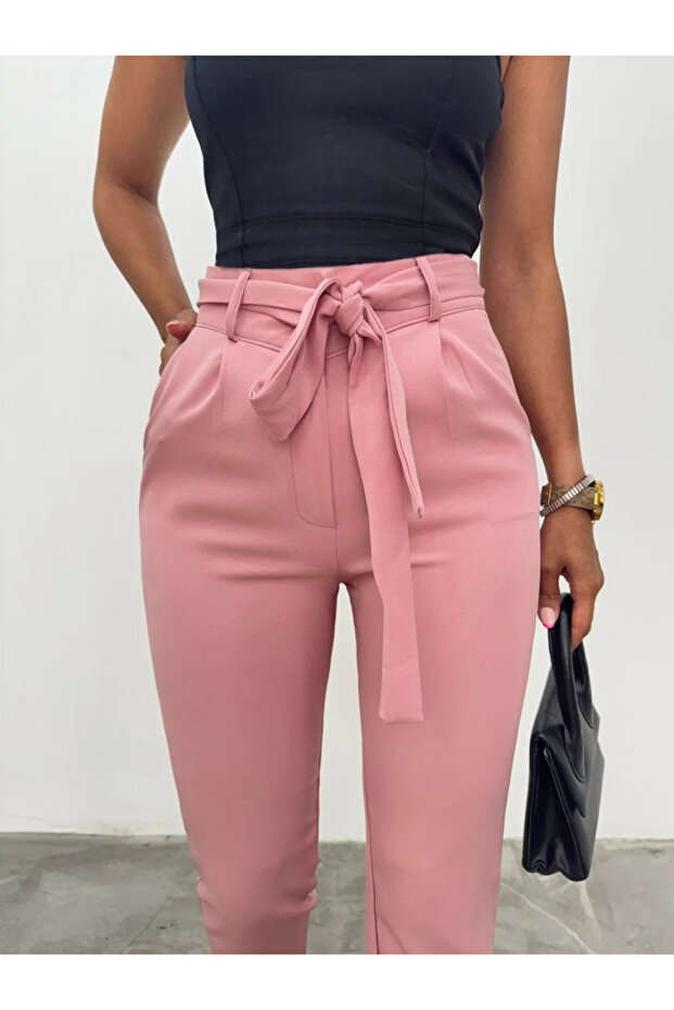 بنطلون الكاحل المربوط -بودرة - 5