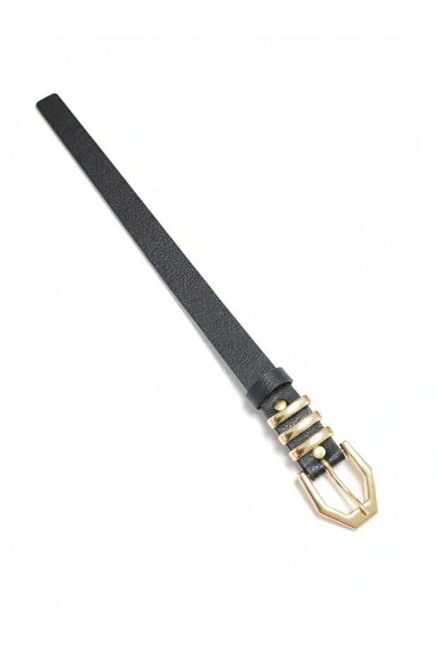 Women's Belt Three Bridge Detail Gold Buckle 2.3 cm