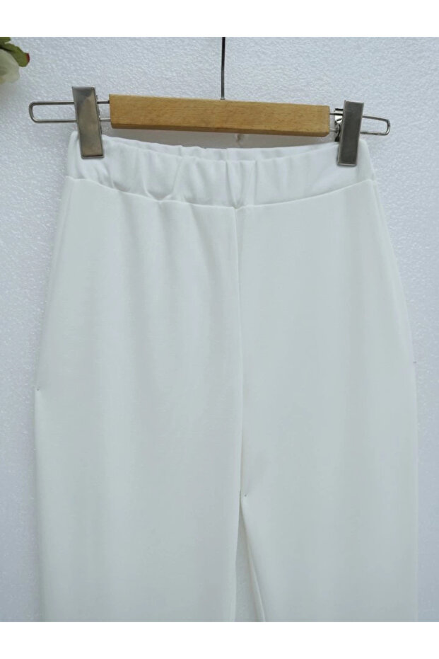 بنطلون قماش مستورد واسع مستورد - أبيض - 2