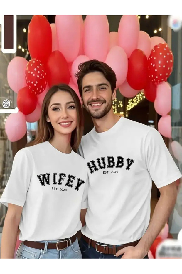 Unisex Couple Combination 1 Piece Men's Model Valentine's Day Printed Comfortable Fit T-Shirt