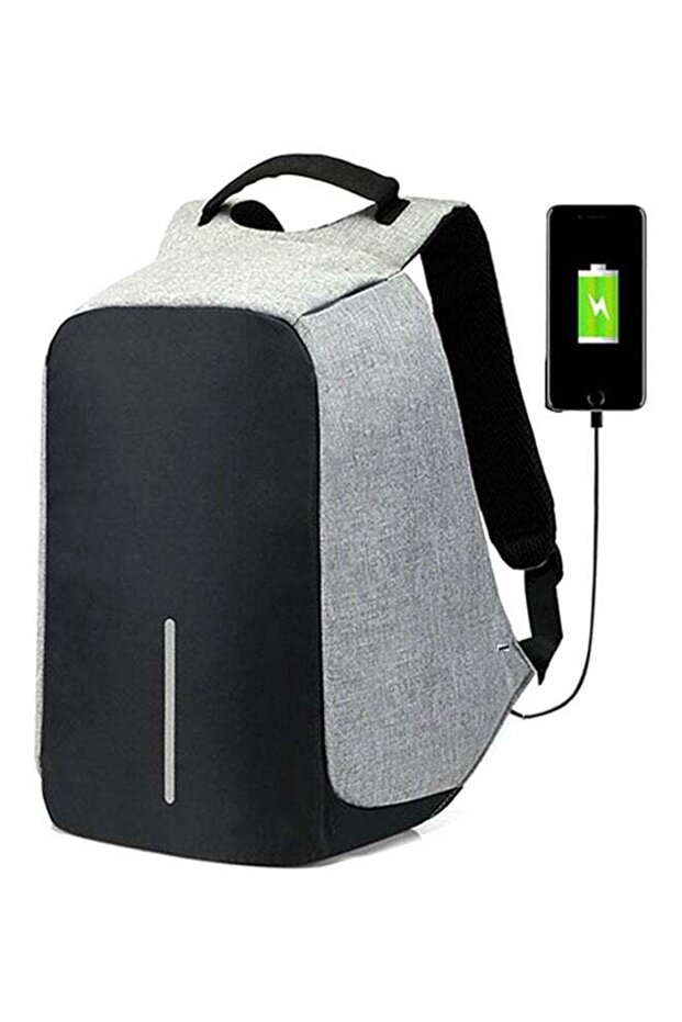 حقيبة ظهر متعددة الوظائف مضادة للسرقة لتخزين البيانات الرقمية، رمادي/أسود - 1