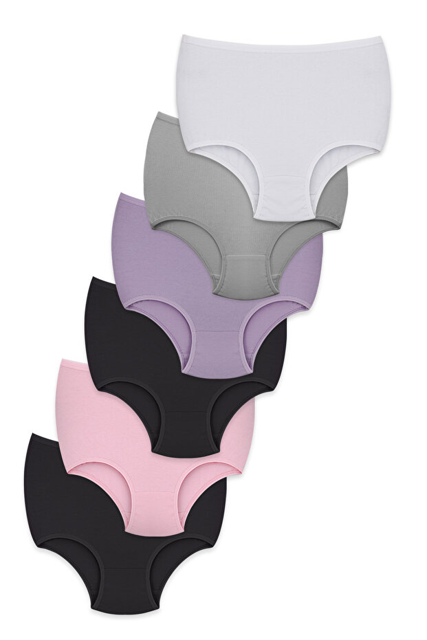 Women's Panties High Waist 6 Pack - Everyday Use, Cotton, Underwear Different Color Options