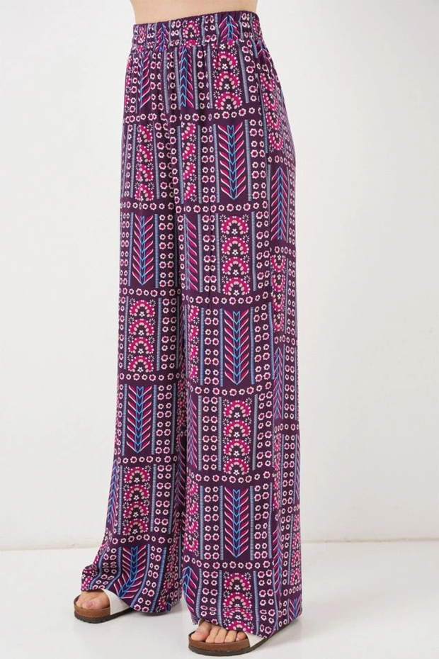 Patterned viscose pants 6749 - purple - 2