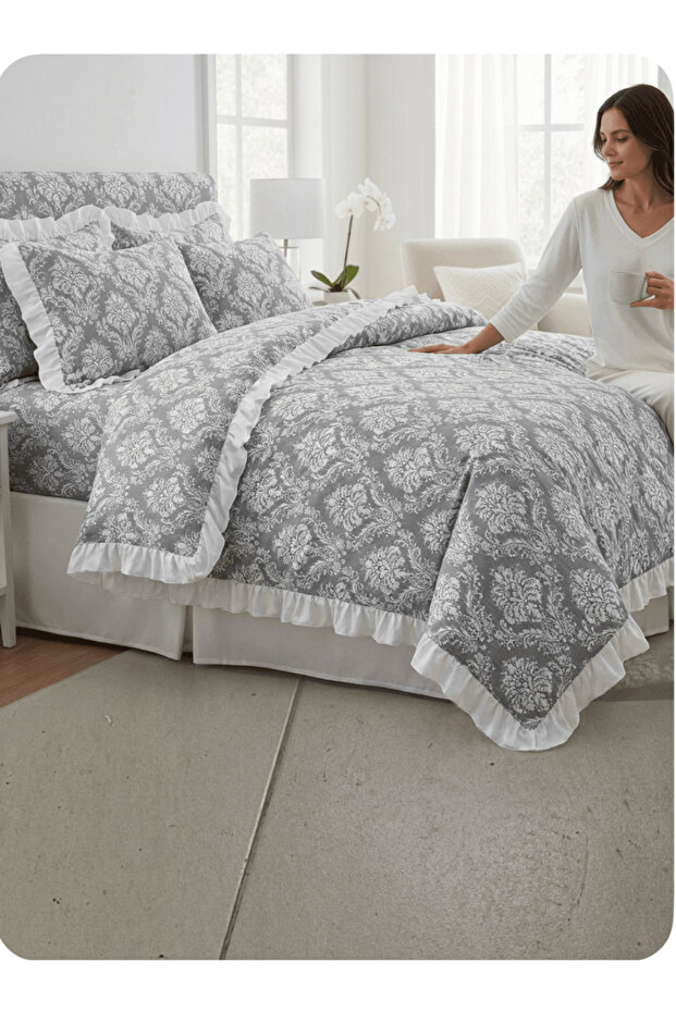 Double Ruffled Duvet Cover and 2 item(s) Ruffled Pillowcase || WITHOUT SHEET ||
