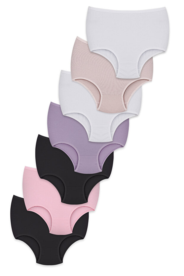 Women's Panties High Waist 7 Pack - Everyday Use, Cotton, Underwear Different Color Options