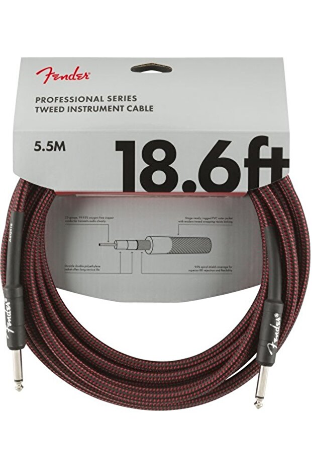 0990820067 Professional Instrument Cable (5.5m - Red Tweed) | 5.5 Meters Red Tweed E