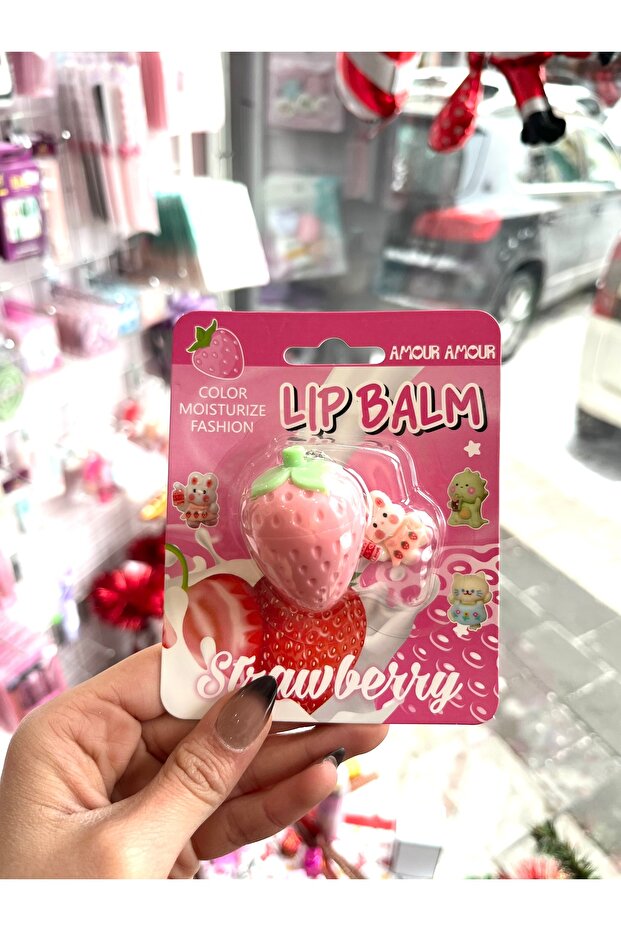 çilek charmlı lip balm - 2