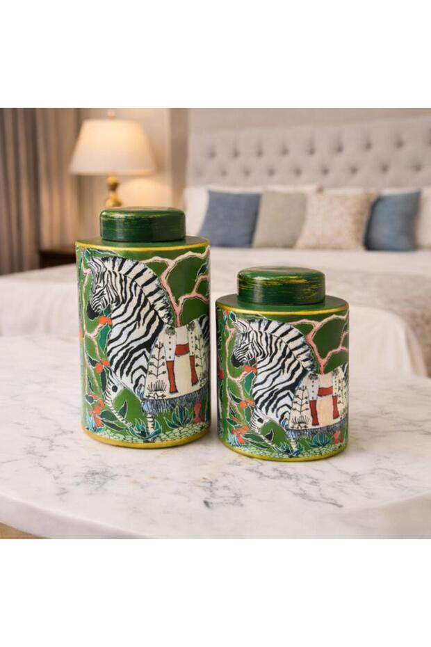 Ceramic Decorative Vases Set with Zebra Pattern - 2