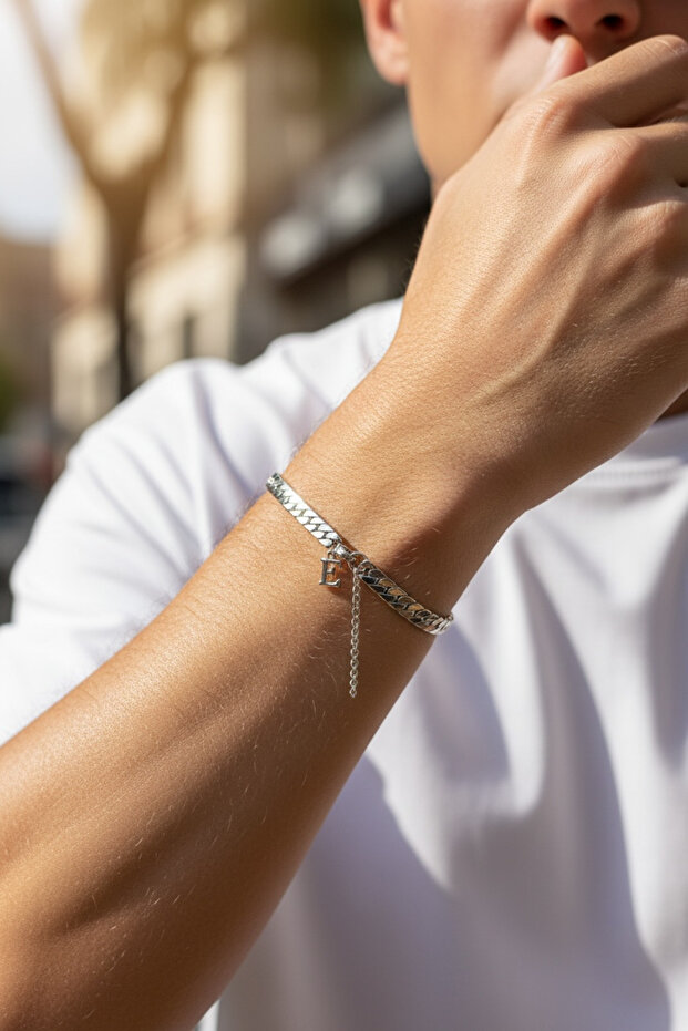 February 14 Valentine's Day Gift, Steel Snake Back Chain Bracelet with Letters for Lover Stylish Elegant