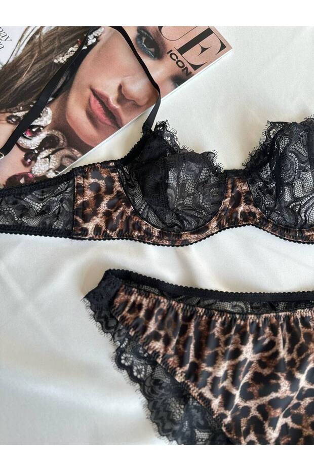 طقم حمالة صدر بنقشة الفهد - 2