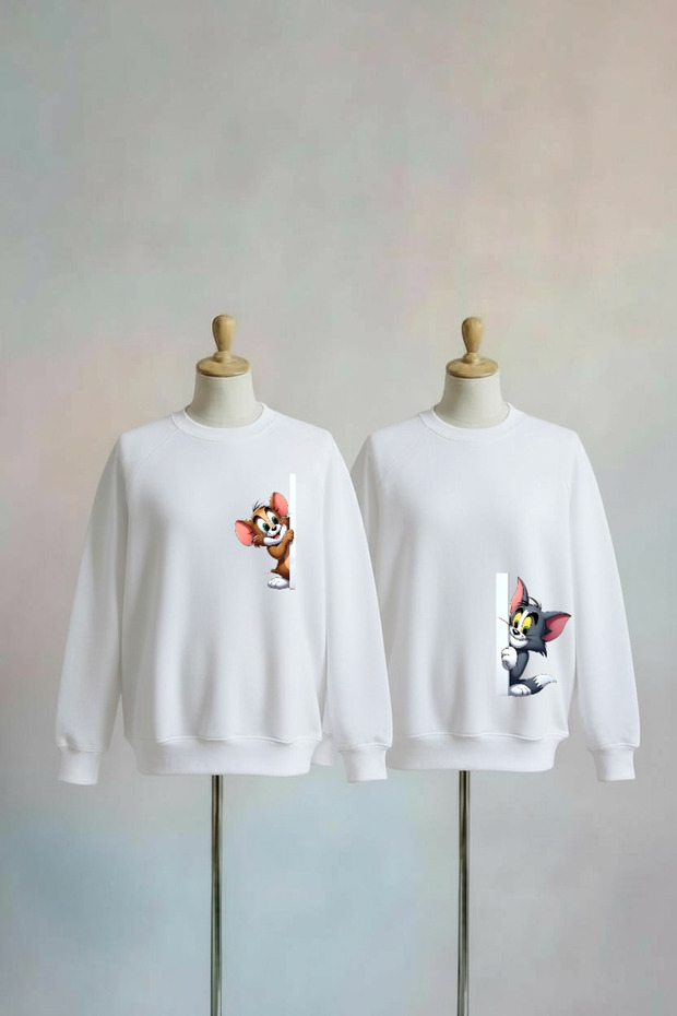 Dear Couple Combination Printed Cotton 3 Thread O Oversized Sweatshirt