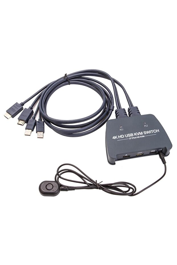 Vcom DD221-4K 2 منافذ HDMI 1.4V 4K@30Hz حالة بلاستيكية مفتاح Kvm