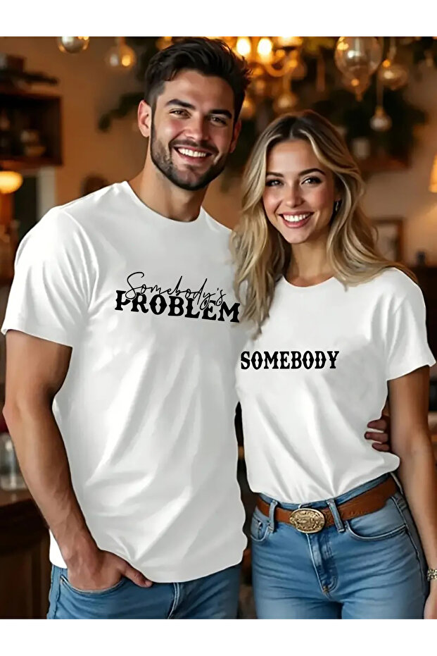 Double Matching Set 1 Men's Model Valentine's Day Printed Relaxed Fit T-shirt