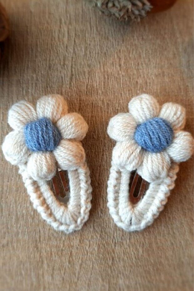 Amigurumi Knitting Thread Handmade 2-Piece Pofidic Daisy Snap Buckle Set