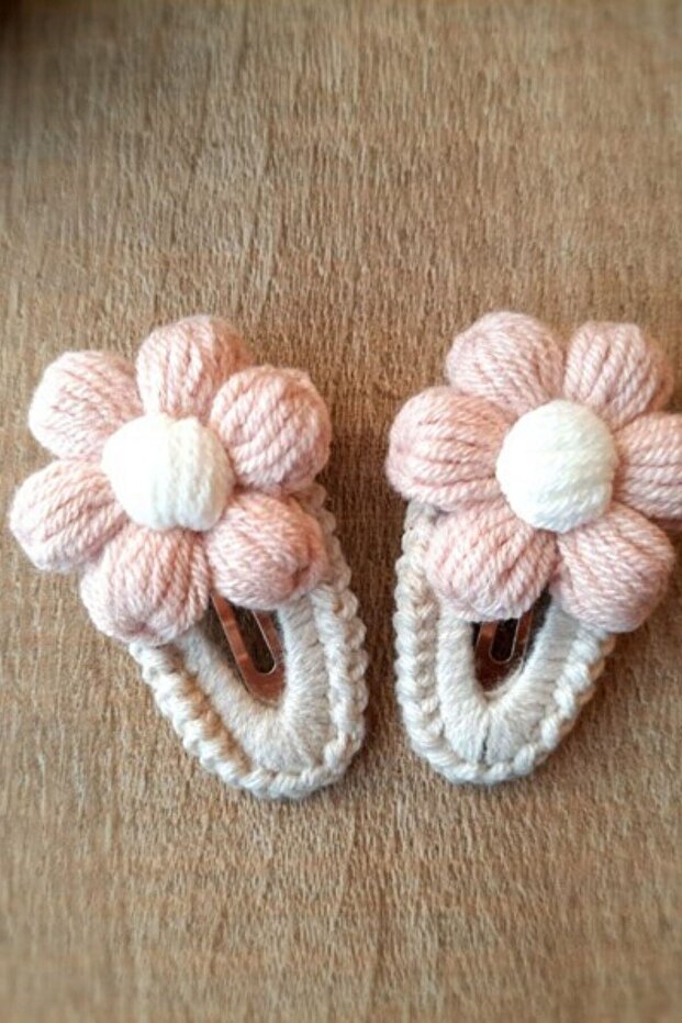 Amigurumi Knitting Thread Handmade 2-Piece Pofidic Daisy Snap Buckle Set