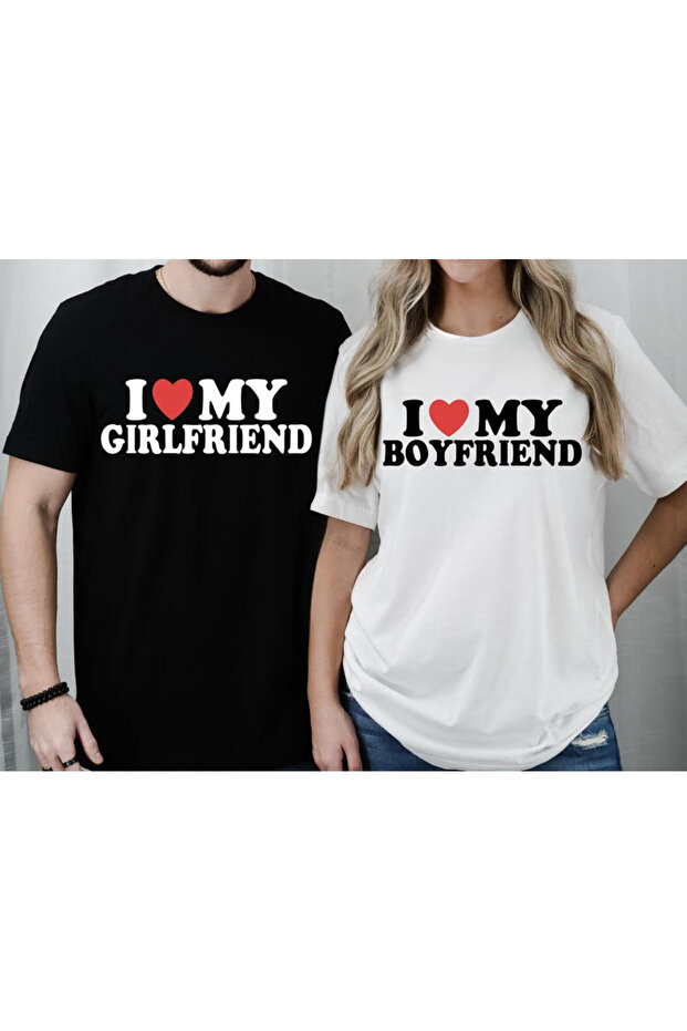 Double Matching Set 1 Men's Model Valentine's Day Printed Relaxed Fit T-shirt