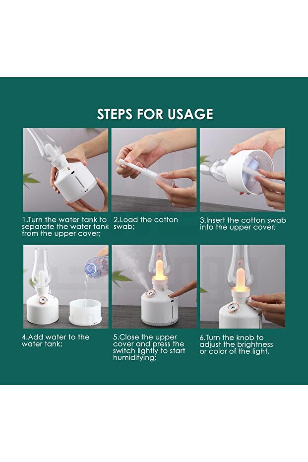 مصباح طاولة شحن مع فواحة - اسود - 3