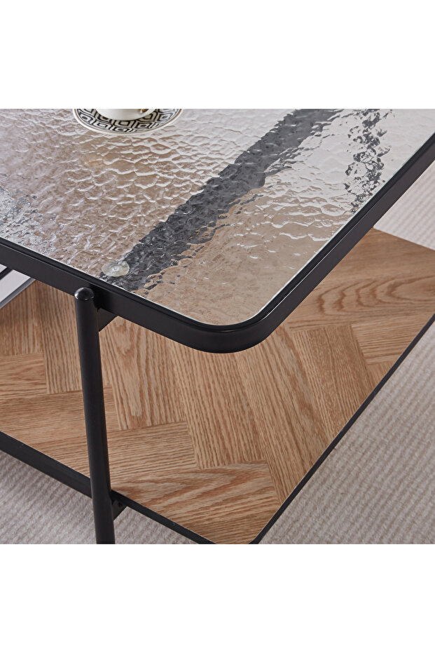 طاولة جانبية من زجاج بالدوين مع رف - 3