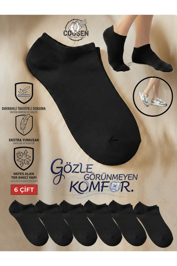 6' Pack of Invisible Short Socks Unisex Daily Sports Comfortable Cotton