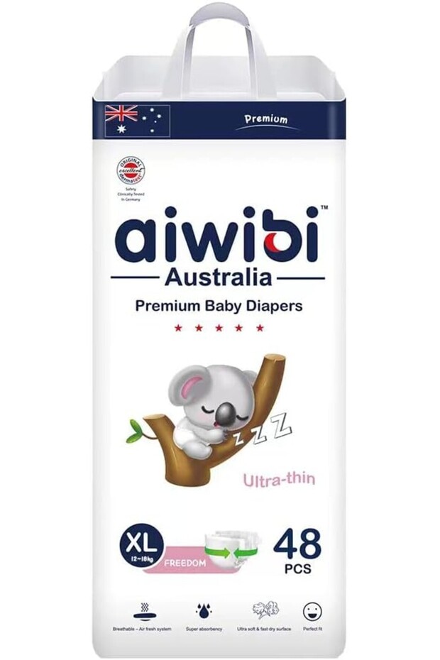 Light Feather Premium Baby Nappy – Soft, Absorbent, Hypoallergenic, Leak-Proof (X-Large, 48)