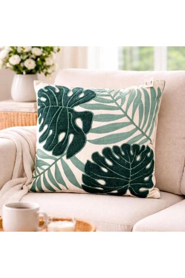 وسادة - بنقشة أوراق استوائية - 1