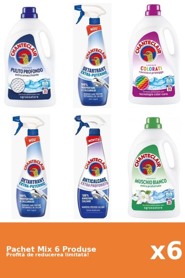 Set 6 Mix Chanteclair: 3 Detergent, 3 Anticalcar