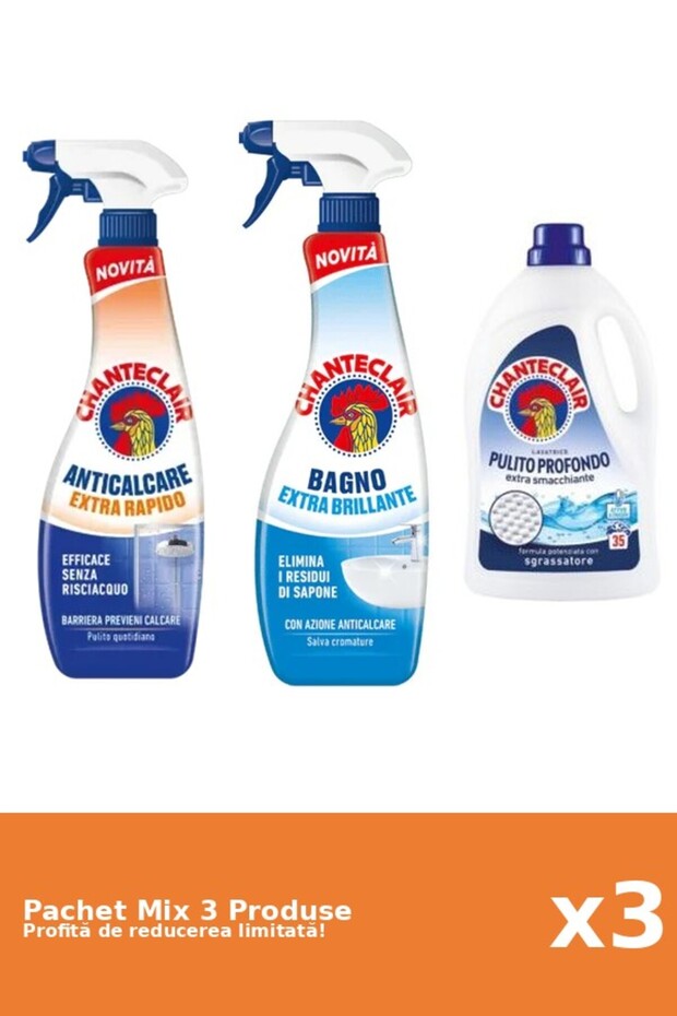 Set 3 Mix Chanteclair: 2 Anticalcar, 1 Detergent