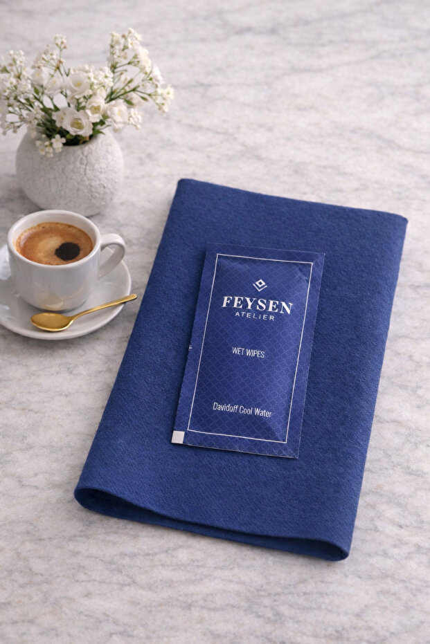 Navy Blue Premium Wet Wipes & Airlaid Table Napkin Set – Special Boxed