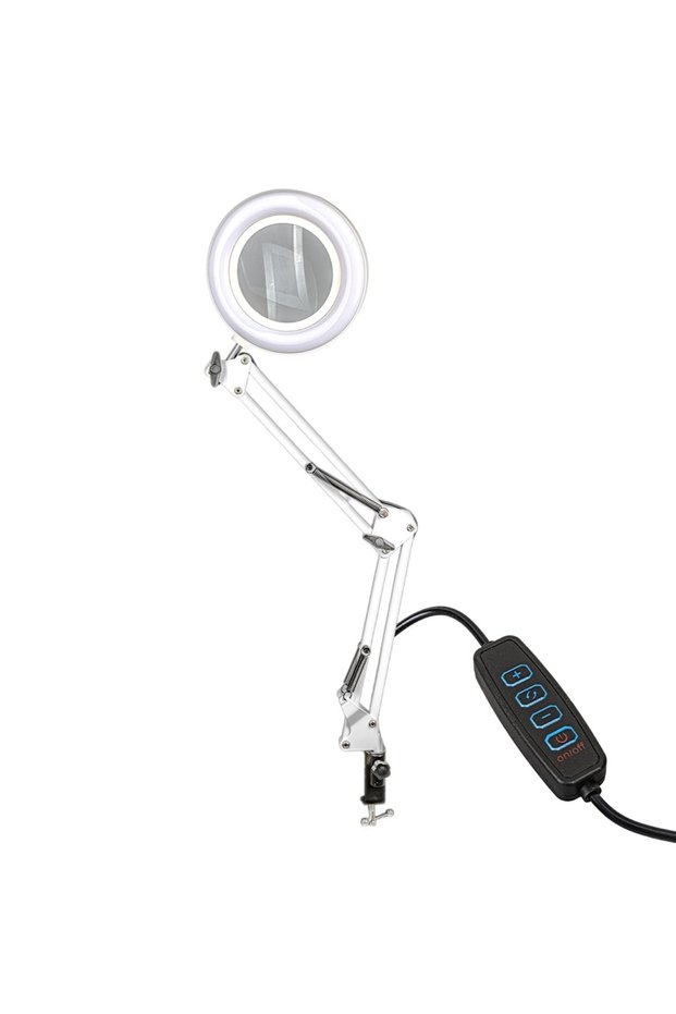 Acrobat Movable, 3 Diopter, Magnifying Led Lighted Desk Work Lamp, with Clamp, Foldable,
