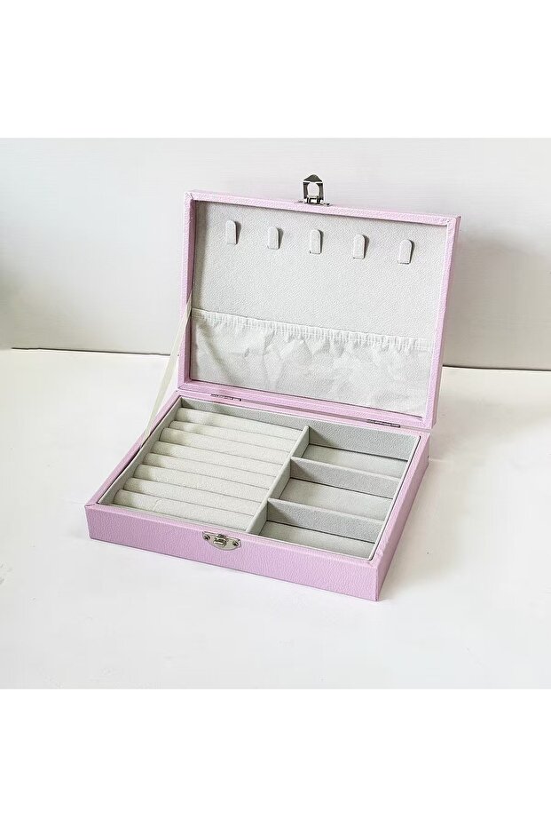 Pink Jewelry Organizer Box - Portable Storage Case For Necklaces, Earrings, Rings, Accessory Storage