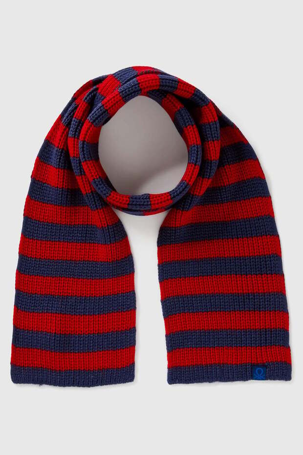 Navy Blue Men's Ek_Logo Label Detailed Color Block Scarf Model Code: (1370Hu00B252)